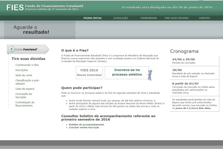 MEC divulga resultado do Fies do 2º semestre nesta quinta
