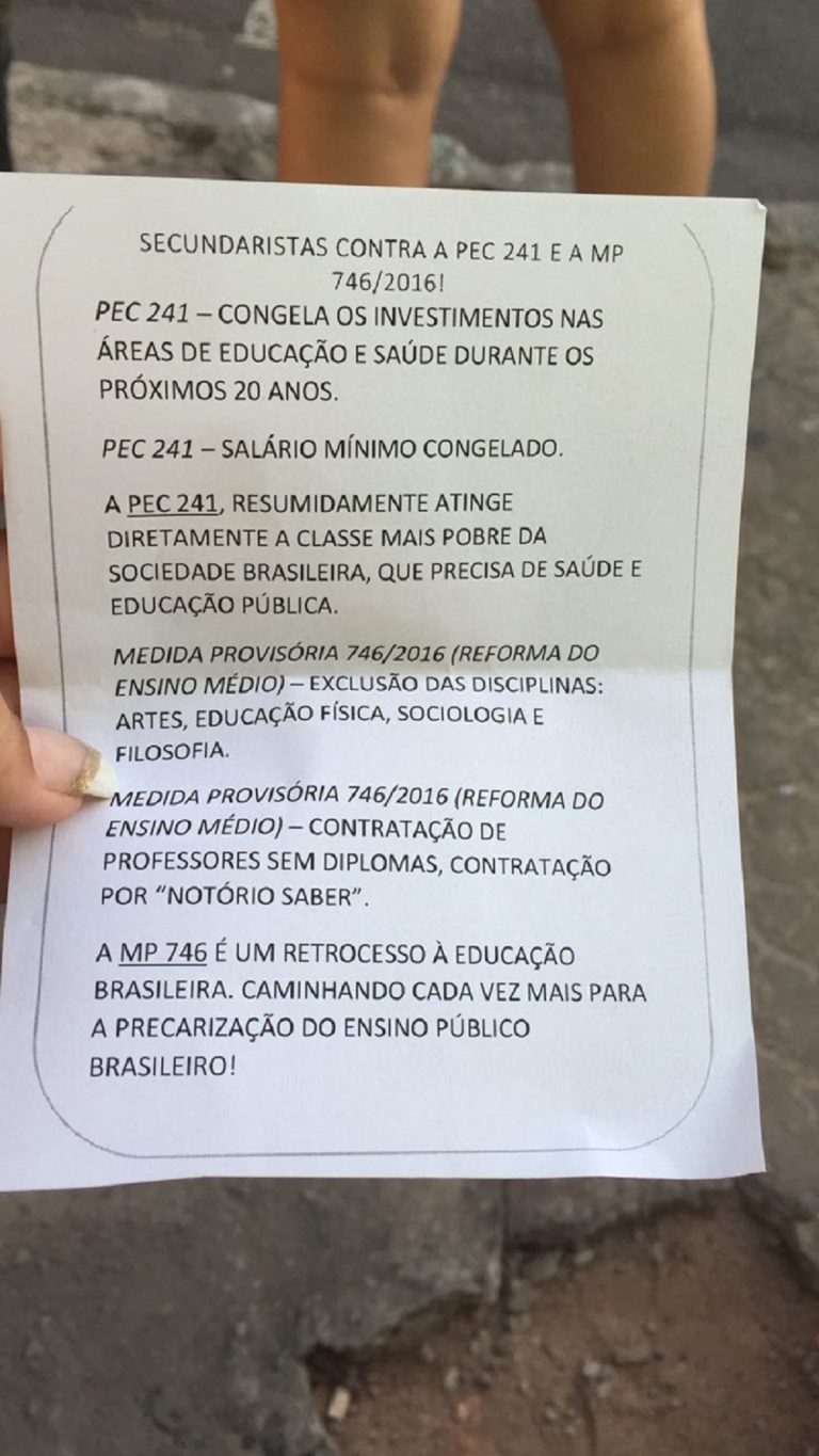 Sedu teme que manifestações contra a PEC 241 atrapalhem Enem
