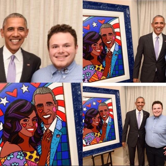 Antes de deixar a Casa Branca, Obama ganha retrato do brasileiro Romero Britto
