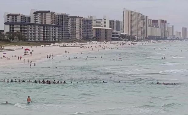 Banhistas formam corrente humana para salvar família que se afogava