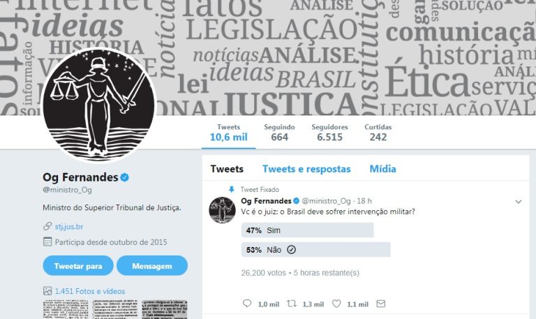 Ministro faz enquete sobre intervenção militar