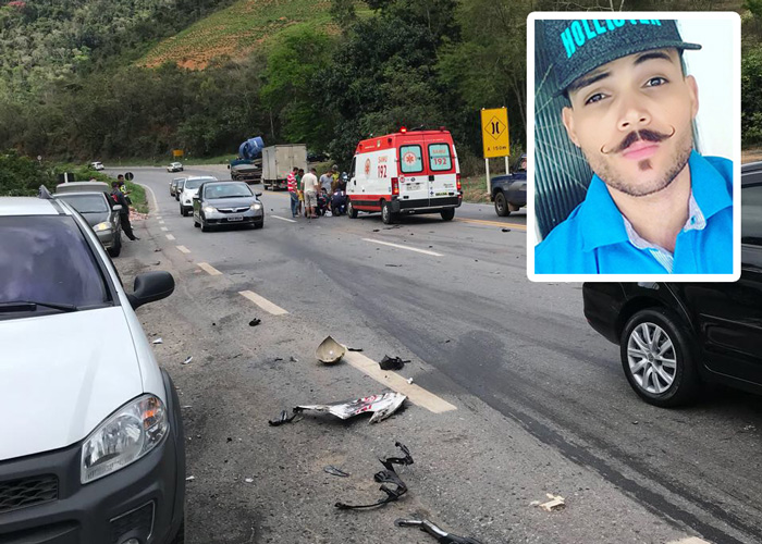 Universitário morre após colisão entre moto e carreta na BR-262, em Viana