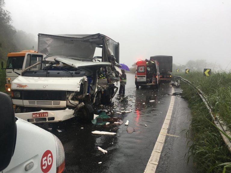 Caminhão e carreta batem de frente e dois ficam feridos na BR-262
