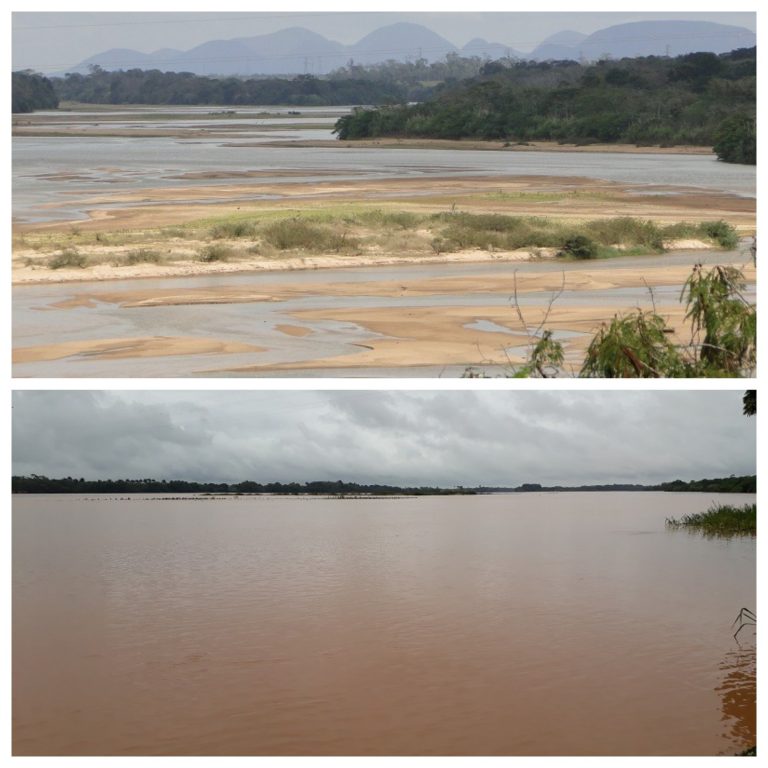 Chuvas em Minas Gerais deixam Rio Doce mais cheio em Linhares