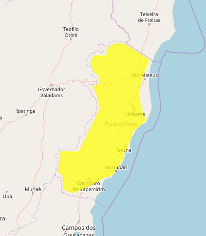 Alerta de chuva forte para o Estado