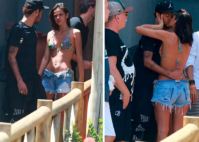 Neymar e Bruna Marquezine se beijam após passeio de barco com amigos