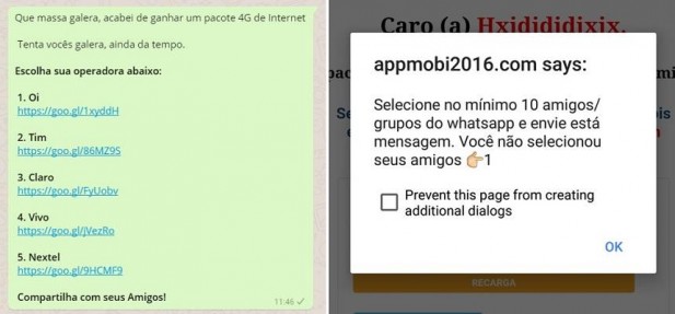 Golpe aplicado via WhatsApp promete internet grátis e espalha vírus