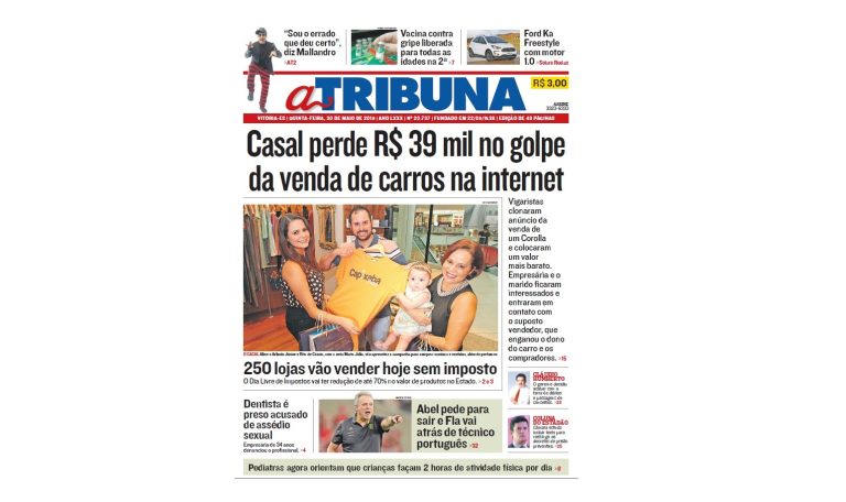 Confira os destaques do jornal A Tribuna desta quinta