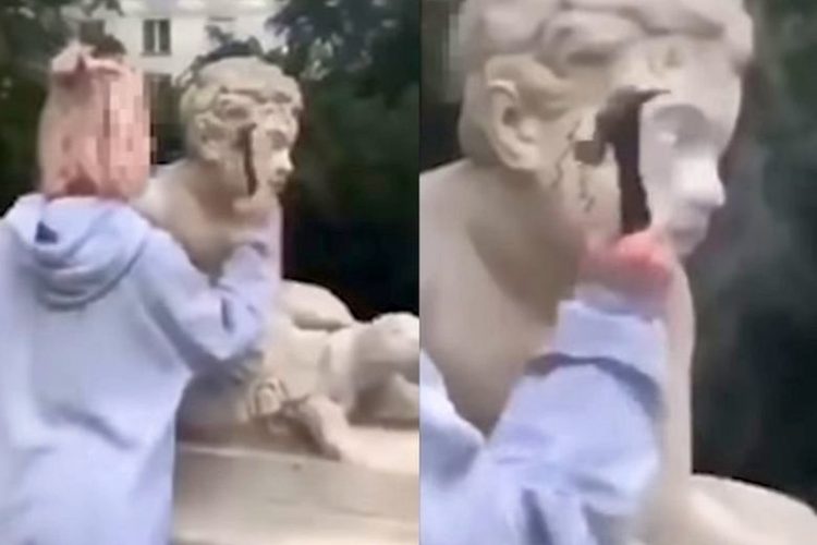 Influencer quebra nariz de estátua de 200 anos para ganhar seguidores