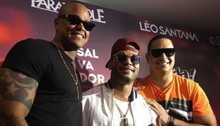 Léo Santana, Tony Salles e Xanddy do Harmonia gravam DVD de axé
