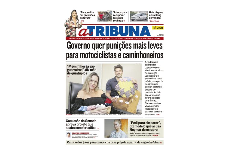Confira os destaques do jornal A Tribuna desta quinta