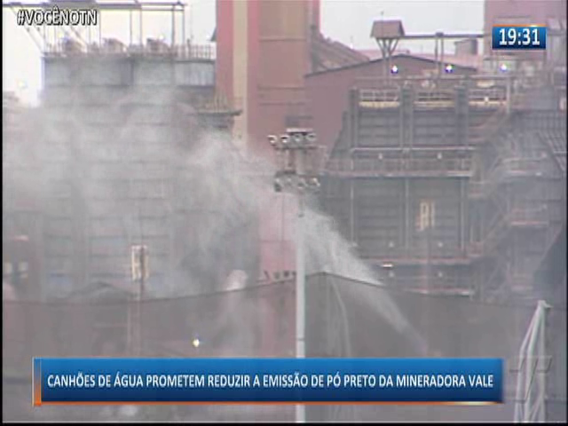 Canhões de água prometem reduzir a emissão de pó preto da mineradora vale