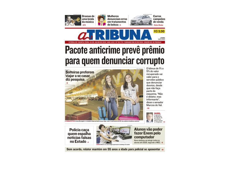 Clique aqui e confira os destaques do jornal A Tribuna desta quinta