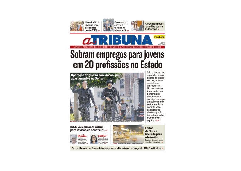 Clique aqui e confira os destaques do jornal A Tribuna desta terça