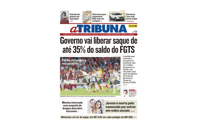 Clique aqui e confira os destaques do jornal A Tribuna desta quinta