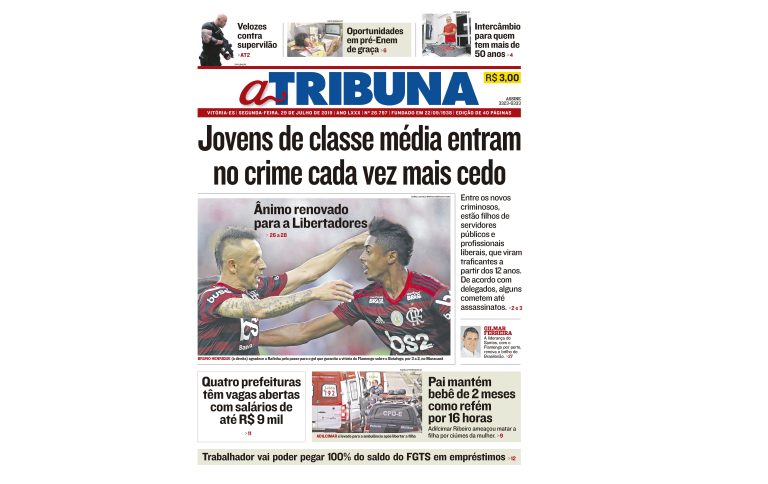 Clique aqui e confira os destaques do jornal A Tribuna desta segunda-feira