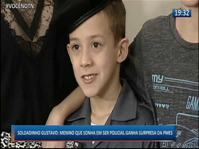 Soldadinho Gustavo: Menino que sonha em ser policial ganha surpresa da PMES