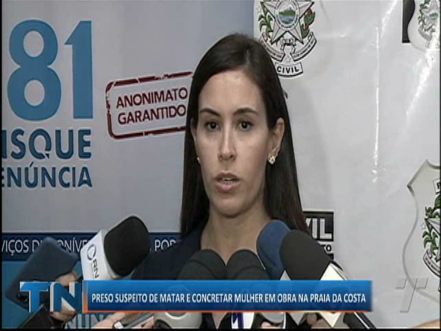 É preso suspeito de matar e concretar mulher em obra na Praia da Costa