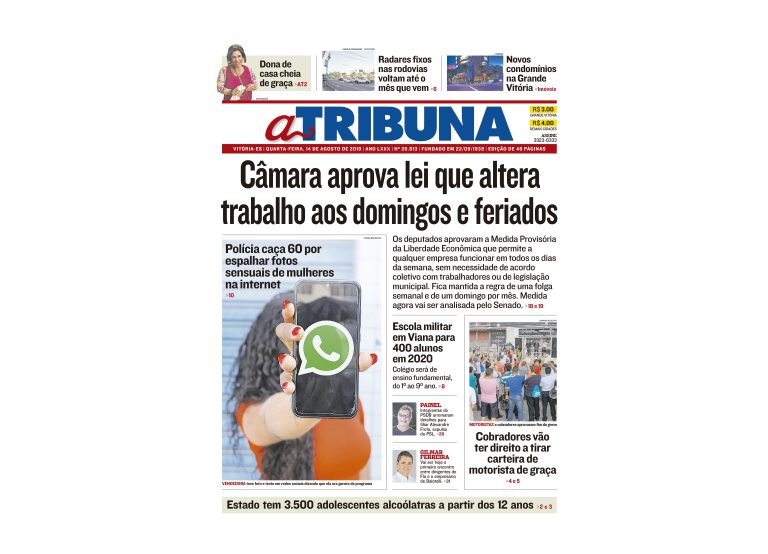 Clique aqui e confira os destaques do jornal A Tribuna desta quarta