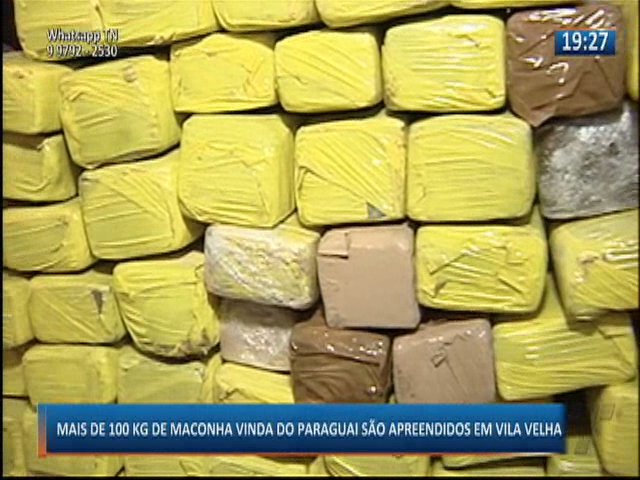 Mais de 100 kg de maconha vinda do Paraguai são apreendidos em Vila Velha