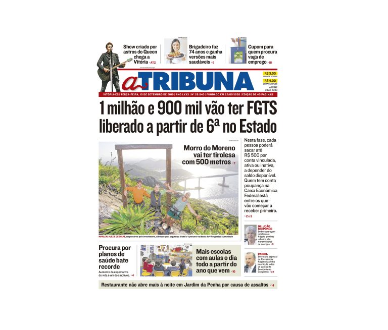 Clique aqui e confira os destaques do jornal A Tribuna desta terça
