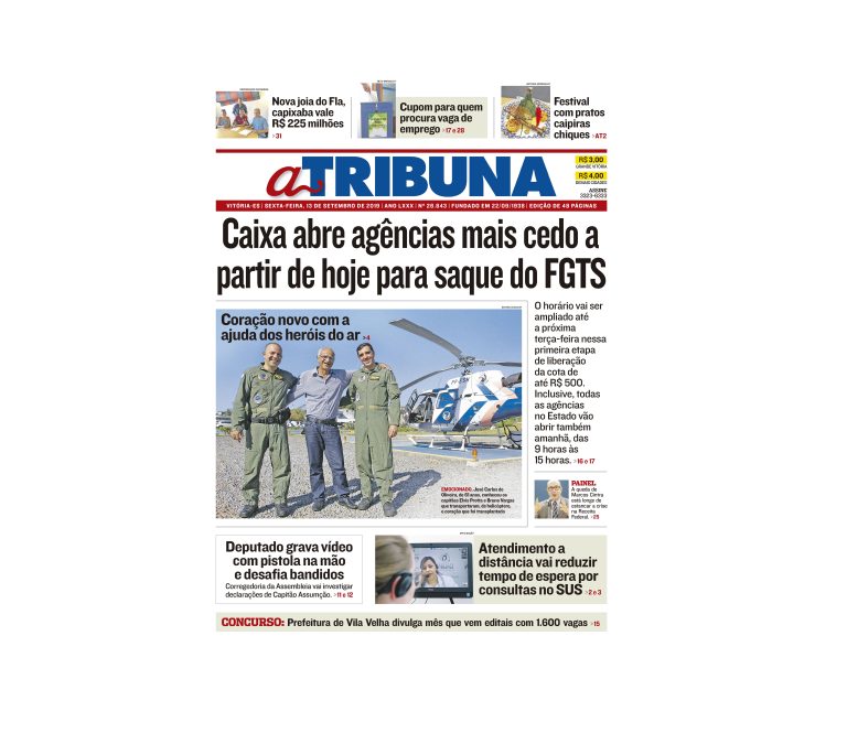 Clique aqui e confira os destaques do jornal A Tribuna desta sexta