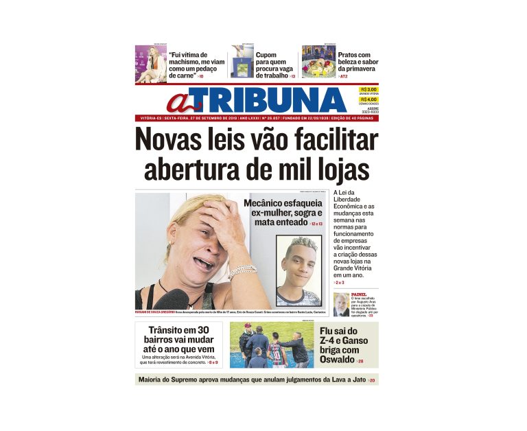 Clique aqui e confira os destaques do jornal A Tribuna desta sexta