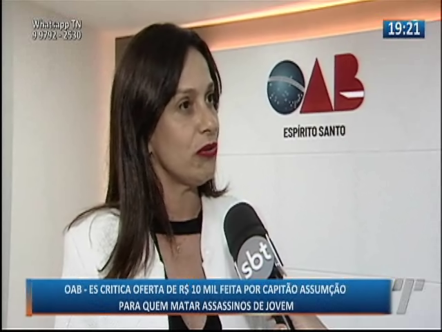 OAB-ES critica oferta feita pelo Capitão Assunção para quem matar assassinos de jovem