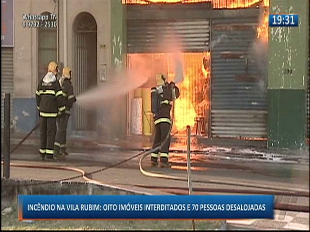 Incêndio na Vila Rubim: Oito imóveis interditados e 70 pessoas desalojadas