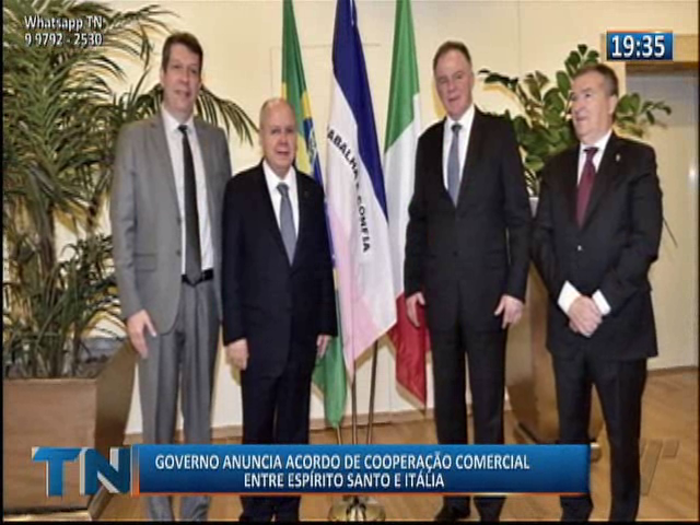 Governo anuncia acordo de cooperação comercial entre Espírito Santo e Itália