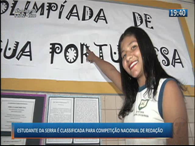 Estudante da Serra é classificada para Competição Nacional de Redação