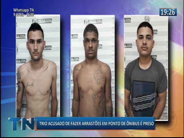 Trio acusado de fazer arrastões em ponto de ônibus é preso