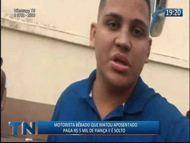 Motorista bêbado que matou aposentado paga R$ 5 mil de fiança e é solto