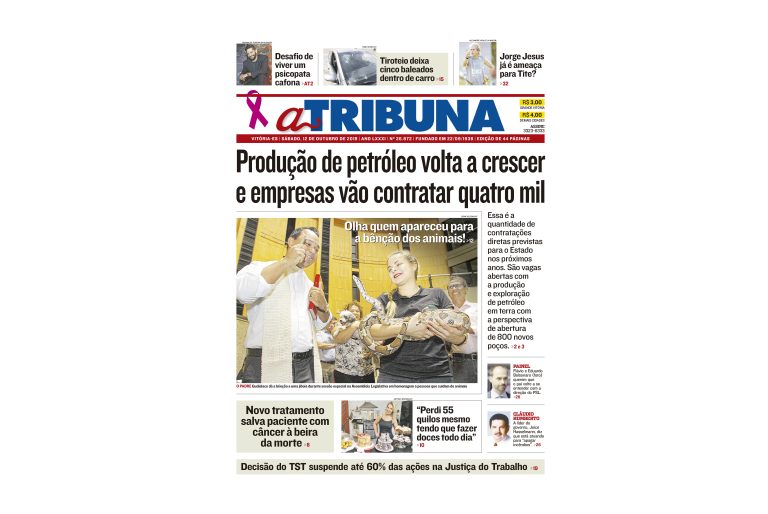 Clique aqui e confira os destaques do jornal A Tribuna deste sábado