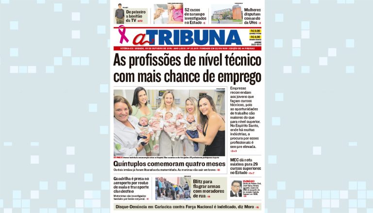 Confira os destaques do Jornal A Tribuna deste sábado