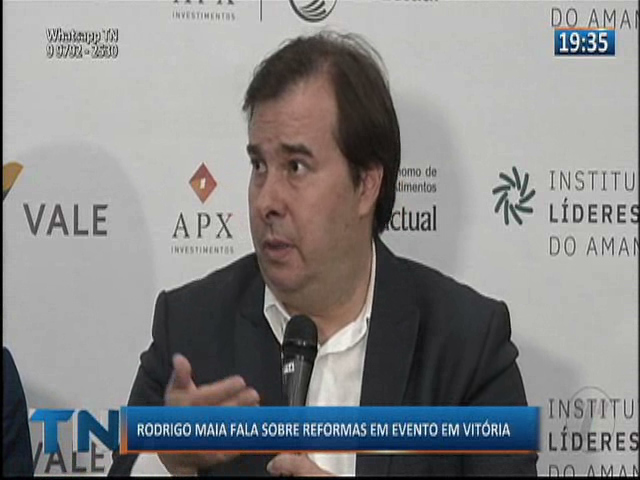 Rodrigo Maia fala sobre reformas em evento de Vitória
