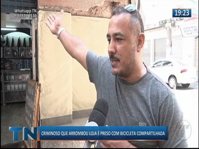 Criminoso que arrombou loja é preso com bicicleta compartilhada