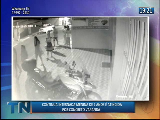 Continua internada menina de 2 anos atingida por concreto de varanda