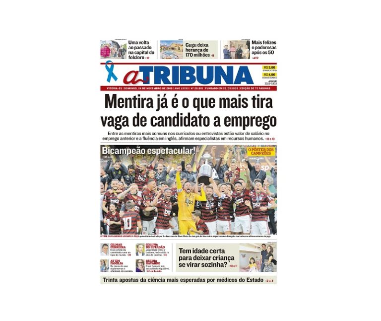 Clique aqui e veja os destaques do jornal A Tribuna deste domingo