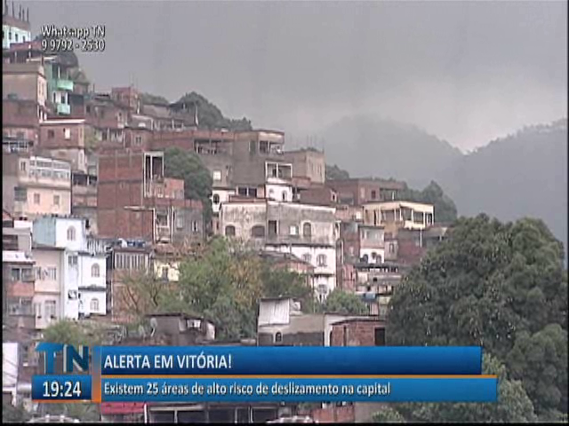 Existem 25 áreas de risco de deslizamento na capital