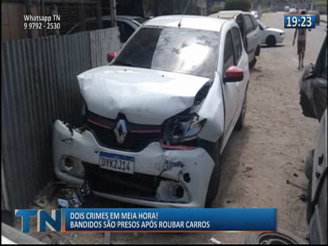 Dois crimes em meia hora! Bandidos são presos após roubar carros