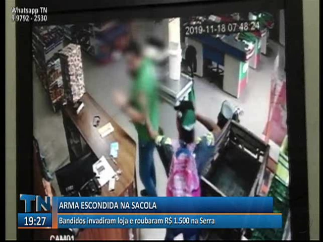 Bandidos invadiram loja e roubaram R$ 1.500 na Serra