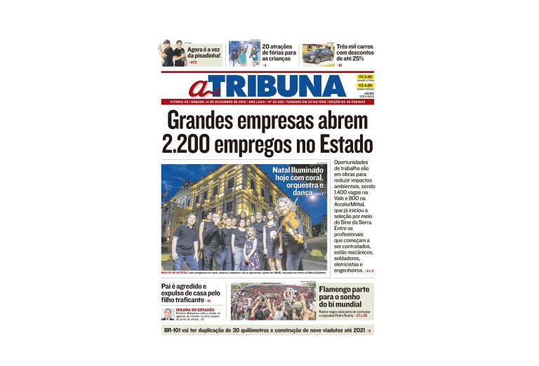 Clique aqui e confira os destaques do jornal A Tribuna deste sábado