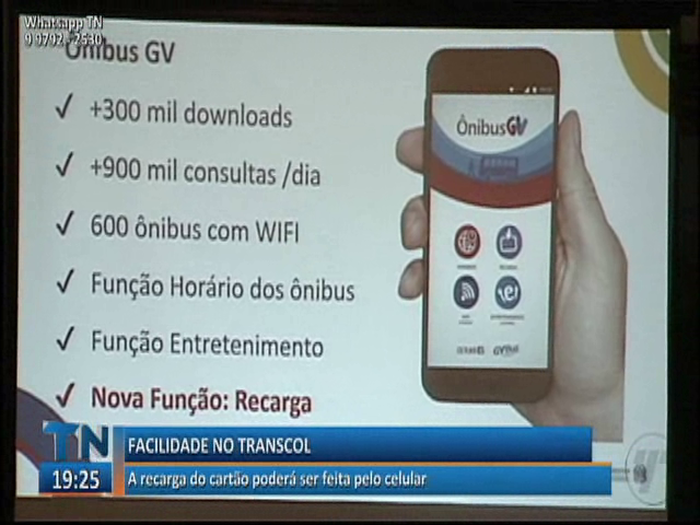 Passageiros do Transcol vão poder fazer a recarga do cartão pelo celular