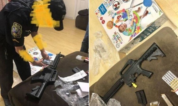 Mulher compra cadeira de balanço para bebê e recebe rifle com munição