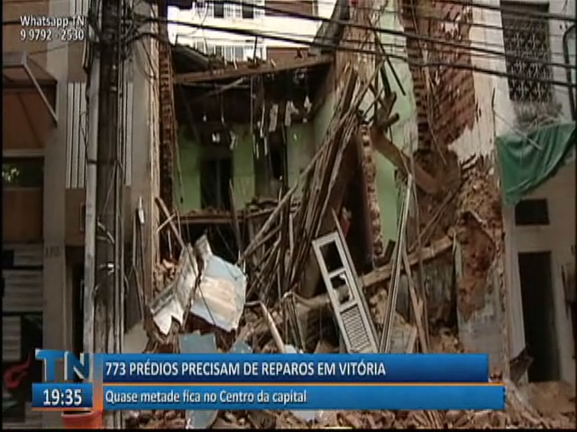773 prédios precisam de reparos em Vitória e quase metade fica no Centro da capital