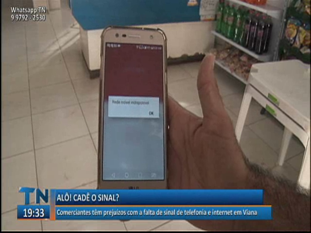 Comerciantes têm prejuízos com a falta de sinal de telefonia e internet em Viana