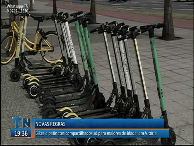 Bikes e patinetes compartilhados só para maiores de idade, em Vitória