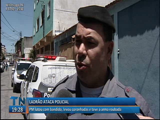 PM lutou com bandido, levou coronhadas e teve a arma roubada