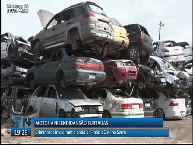 Criminosos invadem o pátio da Polícia Civil na Serra e furtam motos